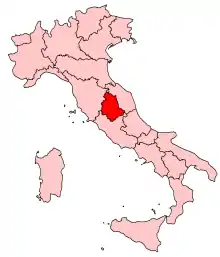 Umbrias placering i Italien
