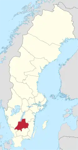 Jönköpings läns beliggenhed i Sverige