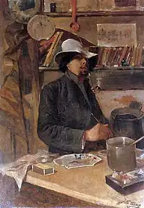 Med pipe, 1883Zelfportret met pijp(nl)