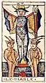 Tarot-kortet Djævelen fra Jean Dodals tarotsæt, der udkom i perioden 1701-15.