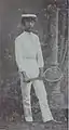 Jiang Zhen-Xiang fra Taiwan med tennisketcher, 1910'erne