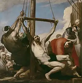 Filips martyrium af José de Ribera (no), ca. 1639. Olie på lærred, 234×234 cm