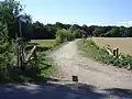 Bakkebøllestien set mod nordvest fra dens slutning ved Lergravvej
