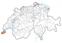 Kantonen Genèves beliggenhed i Schweiz