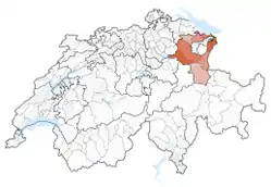 Kanton Sankt Gallens beliggenhed i Schweiz