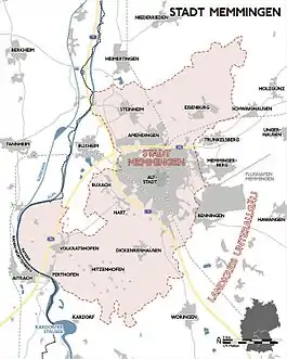 Byen Memmingen og dens forstæder