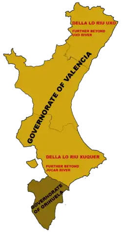Kongeriget Valencia og dets administrative opdeling