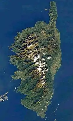 Satellitfoto af Korsika (NASA)