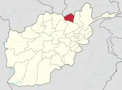 Provinsen Kunduz beliggenhed i Afghanistan