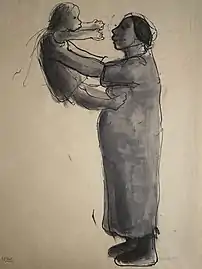 Kvinde og barn. Tusch. Ca. 1927. Statens Museum for Kunst,SMK