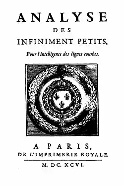 "Analyse des infiniment petits pour l'intelligence des lignes courbes", 1696