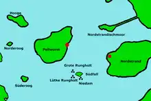 Kort over arkæologiske fundsteder ved Sydfald