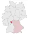 Tyskland, beliggenhed af Aschaffenburg markeret