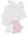 Tyskland, beliggenhed af Dillingen a.d.Donau markeret