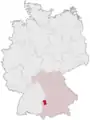 Tyskland, beliggenhed af Günzburg markeret