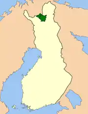 Kort der viser placeringen af Lemmenjoki National Park