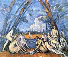 Les Grandes Baigneuses ("De store badende") af Paul Cézanne, 1906. Olie på lærred, 208×249 cm. Philadelphia Museum of Art, Pennsylvania