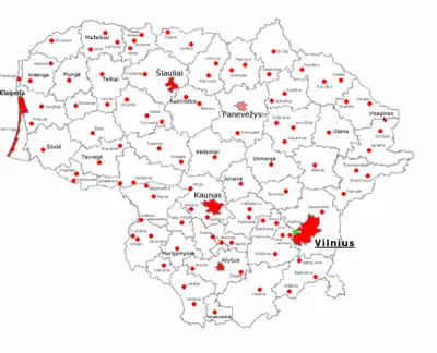 Alle byer i Litauen