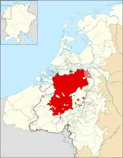 Hertugdømmet Brabants placering i Nederlandene omkr. 1350