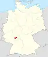 Tyskland, beliggenhed af Darmstadt-Dieburg markeret