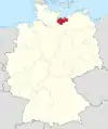 Tyskland, beliggenhed af Nordwestmecklenburg markeret