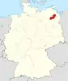 Tyskland, beliggenhed af Mecklenburg-Strelitz markeret
