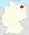 Tyskland, beliggenhed af Mecklenburgische Seenplatte markeret