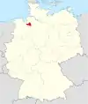 Tyskland, beliggenhed af Osterholz markeret