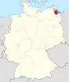Tyskland, beliggenhed af Ostvorpommern markeret