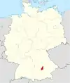 Tyskland, beliggenhed af Pfaffenhofen a.d.Ilm markeret