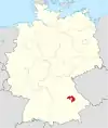 Tyskland, beliggenhed af Regensburg markeret