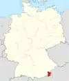 Tyskland, beliggenhed af Traunstein markeret
