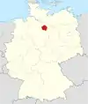 Tyskland, beliggenhed af Uelzen markeret