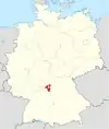 Tyskland, beliggenhed af Würzburg markeret