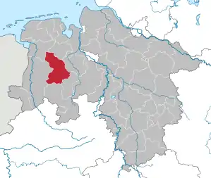 Lage des Landkreis Cloppenburg in Niedersachsen (anklickbare Karte)