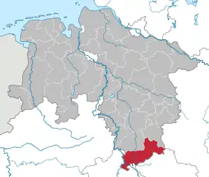 Lage des Landkreis Göttingen in Niedersachsen (anklickbare Karte)