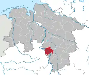 Lage des Landkreis Hameln-Pyrmont in Niedersachsen (anklickbare Karte)