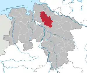 Lage des Landkreis Rotenburg (Wümme) in Niedersachsen (anklickbare Karte)