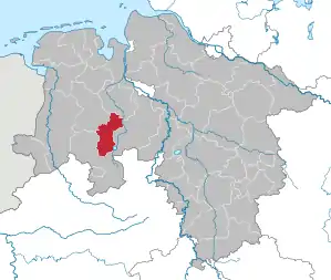 Lage des Landkreis Vechta in Niedersachsen (anklickbare Karte)