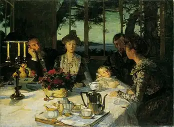 Afslutning på måltid i Kergaït, 1901Fin de repas à Kergaït