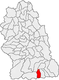 Kommunens beliggenhed i distriktet Hunedoara