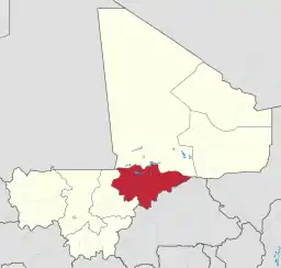 Moptiregionens beliggenhed i Mali