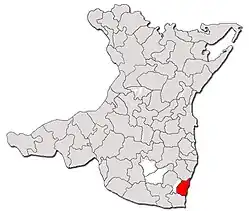 Kommunens beliggenhed i distriktet Constanța