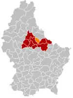 Diekirchs placering i Luxembourg