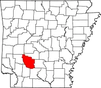 Kort over Arkansas med Clark County markeret