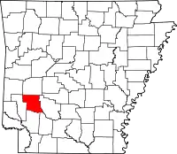 Kort over Arkansas med Pike County markeret