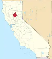 Kort over California med Butte County markeret