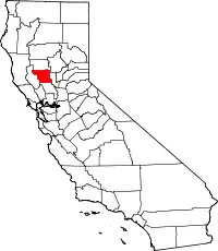 Kort over California med Colusa County markeret