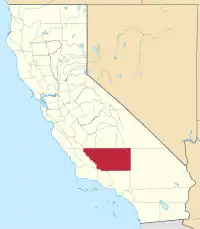 Kort over California med Kern County markeret