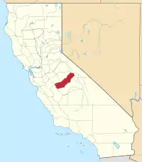 Kort over California med Madera County markeret
